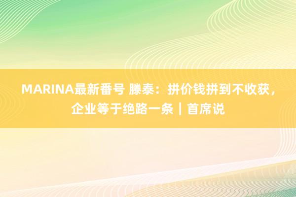 MARINA最新番号 滕泰：拼价钱拼到不收获，企业等于绝路一条｜首席说